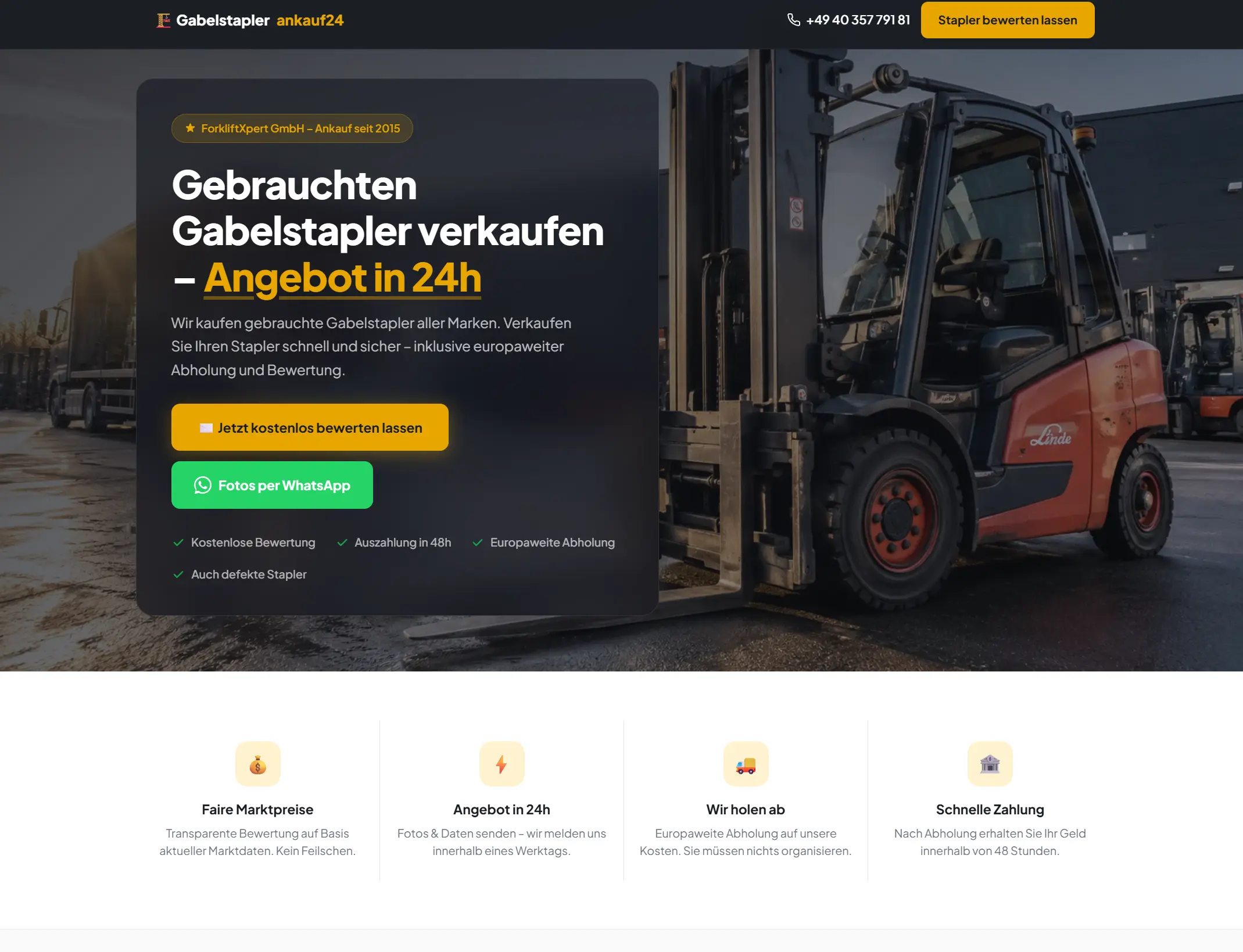 Gabelstapler Ankauf24 – Website Vorschau